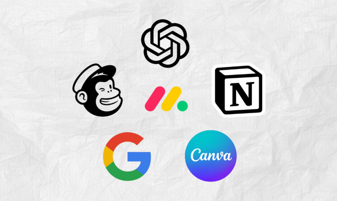 Tools Design and Project Management Mailchimp chatgpt notion monday google workspace canva
